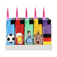 Briquet torche promotionnel à flamme jet, personnalisable avec logo, coupe-vent, électrique, en plastique, rechargeable au gaz, pour cigares et cigarettes, idéal pour les cadeaux promotionnels