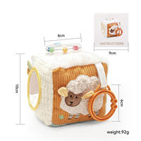 Cube sensoriel personnalisé en tissu doux, jouet multi-textures, anneau de dentition, hochet, bloc d'apprentissage précoce, entraînement tactile, miroir 10x10x10cm