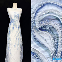 Tissu en dentelle diamantée, tissu en dentelle de tulle, 5 yards, tissu en dentelle brodée perlée, tissu en dentelle élégante à sequins pour mariée