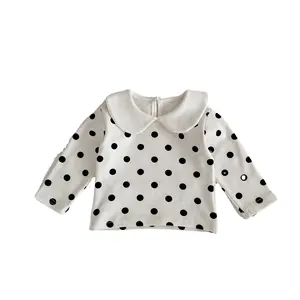 Ivy42316A 2024 봄 아기 기본 셔츠 유아 귀여운 면 상의 0-3T 여아 긴 소매 물방울 무늬 셔츠