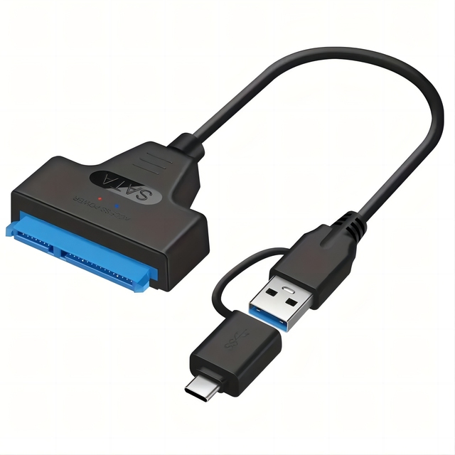 SATA to USB 3.0+Type-C 2-in-1 Cable for 2.5-inch Hard Drive USB C to SATA Data Converter Notebook HDD SSD Adapter SATA Cable