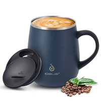 Mug isotherme en acier inoxydable à double paroi de 16 oz avec poignée et couvercle, tasse à café isotherme à vide