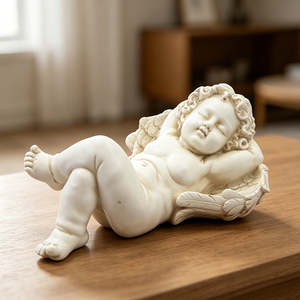 Statue d'ange chérubin endormi en résine effet <span class=keywords><strong>pierre</strong></span> antique pour la décoration de jardin - Product Image 1