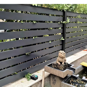 새로운 모던 디자인 모듈형 울타리 알루미늄 금속 수평 마당 프라이버시 슬랫 펜스 패널 야외 정원 울타리 - Product Image 2