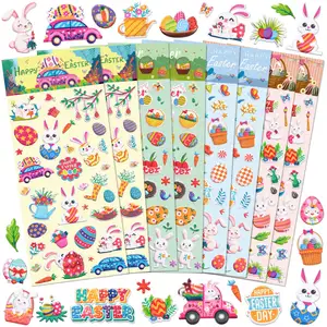 Fashion Girl Kids Easter Cartoon Cute Fruit Rabbit Chicke Bubble Gum Sticker Sheet 3D Custom Design Diy Puffy Stickers