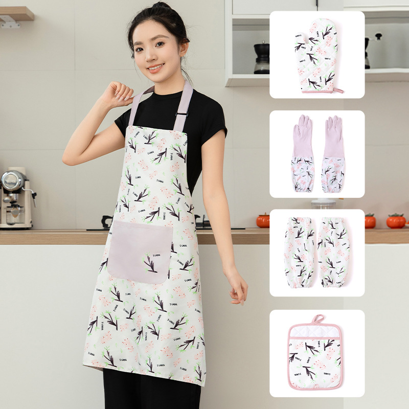 Modern housewife waterproof apron combination 1