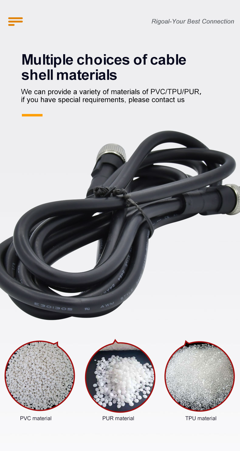 Male Female M12 Circular Waterproof Connector X Cording 5 Pin Cable Connector IP68