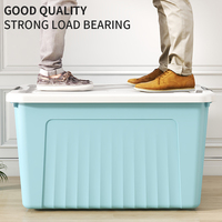 Boîte de rangement en plastique colorée grande capacité avec roulettes, organiseur de vêtements, bac décoratif avec couvercle, conteneur, caisse, fourre-tout
