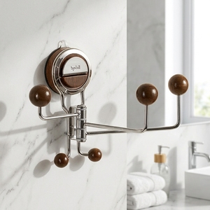Étagère murale en acier inoxydable à ventouse, sans perçage, robuste, pour vêtements, cuisine et salle de bain - Product Image 1