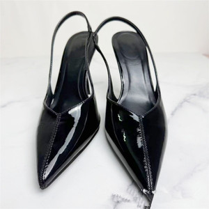 Sandali Mule in pelle verniciata 2025 Za tacco sottile Sexy Back Trip <span class=keywords><strong>cinturino</strong></span> con <span class=keywords><strong>tacchi</strong></span> alti in nero - Product Image 6