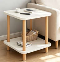 Table basse carrée à 2 niveaux, table d'appoint avec étagère de rangement pour la maison