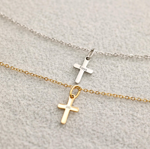 Ispirare gioielli in acciaio inox personalizzato Mini croce collana con l'incisione <span class=keywords><strong>desiderata</strong></span> nome di famiglia collana di conferma design - Product Image 2