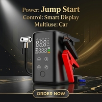 Démarreur de batterie et compresseur d'air 150 PSI, nouveau, portable, pour voiture et moto, avec fonction d'arrêt automatique, gonfleur, chargement USB-A, affichage numérique