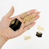 6-teiliges Set Kaaba Umrah Mubarak Goldene Buchstaben Acryl Verschiedene Größen Cupcake-Topper Kuchendekoration EID Ramadan Kareem Party-Deko