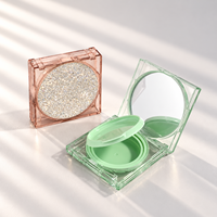 Boîtier carré en plastique pour cosmétiques 15g avec miroir et couvercle à charnière, recharge vide pour fond de teint et poudre libre