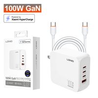 Adaptor Daya GaN Multi-Port LDNIO Q8-MI HyperCharge 100W Pengisi Daya USB-C dengan Pengisian Cerdas 100W untuk Ponsel Tablet Laptop