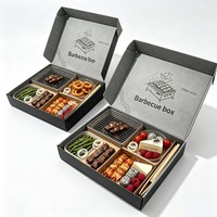 Boîte d'emballage alimentaire personnalisée pour plats à emporter avec compartiment intégré pour charbon de bois, idéale pour les kebabs et brochettes grillés