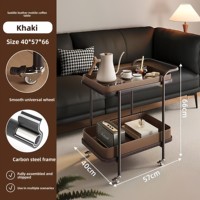 Table d'appoint de luxe en cuir pleine fleur, mobile, pour salon, table basse multi-niveaux avec rangement pour petits espaces