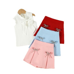 Set Estivo Transfrontaliero Europeo-Americano Bestseller: Top Senza Maniche Tinta Unita per Ragazze + Set con Strass a Farfalla - Product Image 5