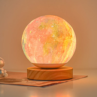 Lampe de Chevet Nordique en Céramique pour Chambre à Coucher, Lampe de Nuit en Verre pour Ambiance Sommeil, Lampe de Projection Étoilée Lune Planètes, sur Batterie