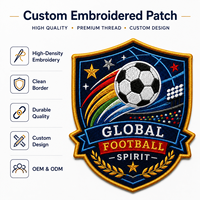 Écussons brodés personnalisés en forme de bouclier pour le football, vente en gros, badges d'équipe de football OEM pour vêtements de match, vestes et sacs