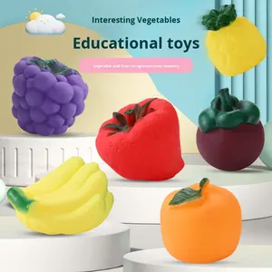 Giocattoli da bagno per bambini in PVC cartone animato frutta e verdura simpatici giocattoli a spruzzo d'acqua divertenti per lo sviluppo cognitivo dei bambini - Product Image 1