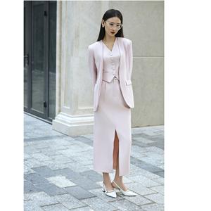 Blazer uni élégant sans col, minimaliste, pour le bureau, pour femmes vietnamiennes, ensembles pour femmes disponibles en plusieurs couleurs KA13 - Product Image 3