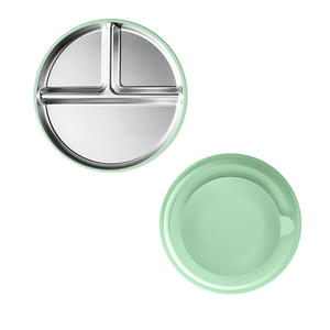 Food Grade 304 Stainless Steel <b>Kids</b> Plates with Removable Silicone Sleeves and Suction Base Dishwasher Safe Baby <b>Dining</b> Dishes - Product Image 6