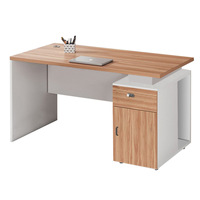 Bureau d'ordinateur simple et moderne avec armoire pour bureau à domicile ou chambre à coucher, style design épuré, fabriqué en panneaux de bois