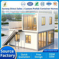 Casa Contenedor Modular Prefabricada de 20 y 30 pies con Muro Cortina de Vidrio, Desmontable, de Construcción Rápida, Casa Pequeña, Cabaña de Vacaciones en la Playa, Color Personalizado