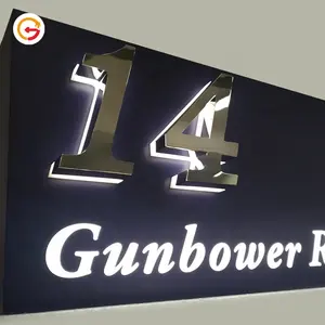 JAGUARSIGN Custom LED Backlit Stainless Steel Number Sign Luminous House Numbers Apartment Door Room Number Factory Supply