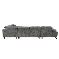 Canapé-lit en velours écologique 2 places avec appuie-tête réglable, design européen, garni d'éponge, en forme de L, avec rangement pour salon
