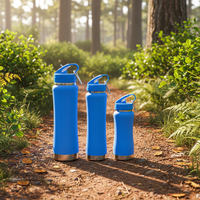 Thermos en acier inoxydable 304, 350/750/1000 ml, bouteille d'eau isolée avec une courbe élégante, couvercle à paille rotatif