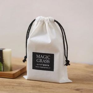 Sac en toile de coton recyclé biologique réutilisable, écologique, avec logo personnalisé, petit sac à cordon pour cadeaux, bijoux, pochette anti-poussière - Product Image 5