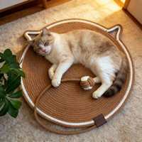 Arbre à chat en corde de coton tressée, résistant à l'usure, sans peluches, écologique, durable, 1 niveau, avec jouet balle pour animaux de compagnie, toutes saisons