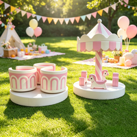 Populaire blanc rose intérieur extérieur aire de jeux sensorielle Gym rotation carrousel tasses à thé joyeux aller jeu doux pour les fêtes événement location