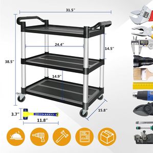 รถเข็นพลาสติกเชิงพาณิชย์ 3 ชั้น สำหรับร้านอาหารและงานจัดเลี้ยง - Product Image 3