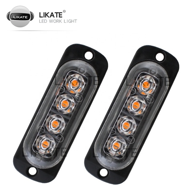 LED Motorcycle Strobe Warning Light Side Light 4led Truck Car Beacon Traffic Emergency Lights
