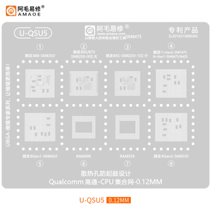 Pochoir de reboulage BGA QSU1-6 pour processeurs Qualcomm série SM8750 SM8635/7635 SM8350 SM8250 <span class=keywords><strong>SM8475</strong></span> SM7325 SM7125 SM7350 SM8150 SM7250 - Product Image 4