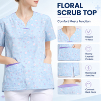 Ensemble uniforme médical ANNO 4 pièces pour gynécologie et obstétrique, tenue de travail florale avec bonnet et chaussures médicales antidérapantes certifiées CE pour sage-femme