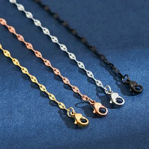 Cadena de Acero Inoxidable con Eslabones en Relieve de 2.5mm de Ancho, Collar para Mujer, Gargantilla, 4 Colores Disponibles, Accesorios para la Fabricación de Joyería - Product Image 1