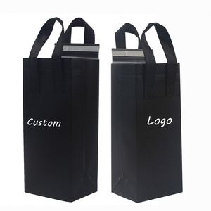 Customized Small Bottle Wine Thermal Insulated Cooler Bag Non Woven Delivery Bag Eco Friendly Bottle Insulated Wine Bag - Product Image 1