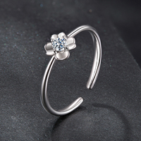Mode trèfle à quatre feuilles boucles d'oreilles ensemble de bijoux 925 argent coupe ronde 0.1CT VVS1 GRA Moissanite Bracelet anneaux ensemble pour Couple cadeaux