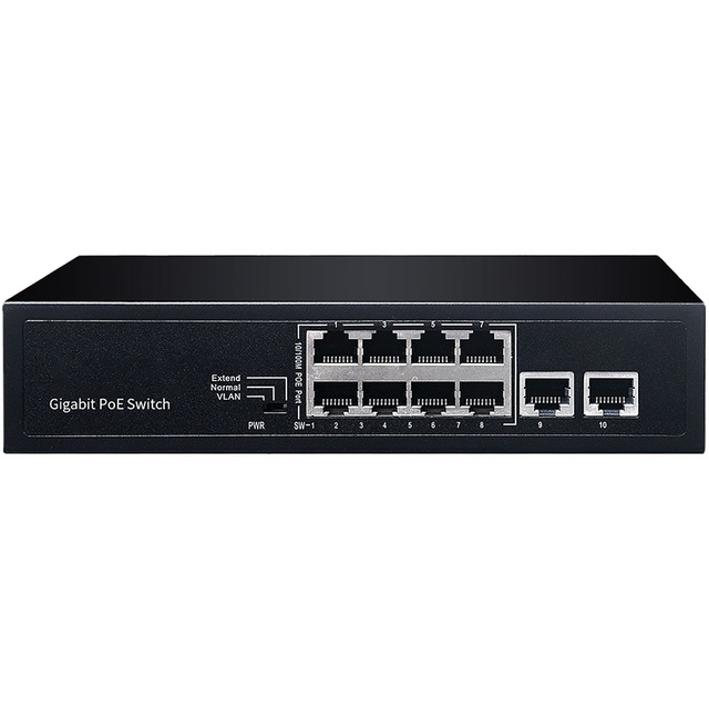 POE Ethernet Switch Enterprise Gigabit 10 Ports Network Switches Industrial N/A Chipset Ethernet Switch