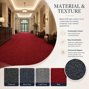 Moquette mur à mur pour hôtel, couleur unie, à poils ras, en polyester, résistante aux taches, style classique, usage commercial - Product Image 6
