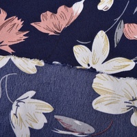 Tissu crêpe 100% polyester floral marine, doux et léger, pour robes et chemisiers