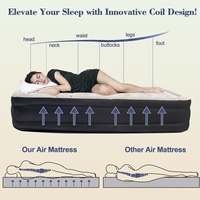 Matelas Gonflable Pliable en PVC pour Voyage et Camping avec Oreiller Intégré et Tête de Lit à Gonflage Rapide pour Entrepôt, Salon, Parc