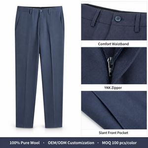 <span class=keywords><strong>Pantaloni</strong></span> 100% Lana da Uomo, Gamba Dritta, Eleganti, Premium, Business Casual, Antipiega, Traspiranti, Formali da Ufficio, Personalizzabili - Product Image 2