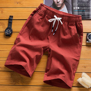 Short de sport d'été pour hommes Pantalon en coton et lin de style Hong pour la plage Pantalon cinquième en coton décontracté à usage domestique - Product Image 5