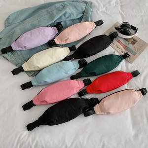 Riñonera de lona minimalista Harajuku de Color caramelo para mujeres jóvenes al aire libre, bandolera de un solo hombro, riñonera bonita para niñas - Product Image 1